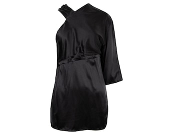 Early 2000s Costume National silk one sleeve avant garde asymmetrical blouse / Made in Italy