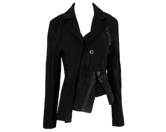 Vintage French brand deconstructed pleats avant garde black asymmetrical jacket / Made in France