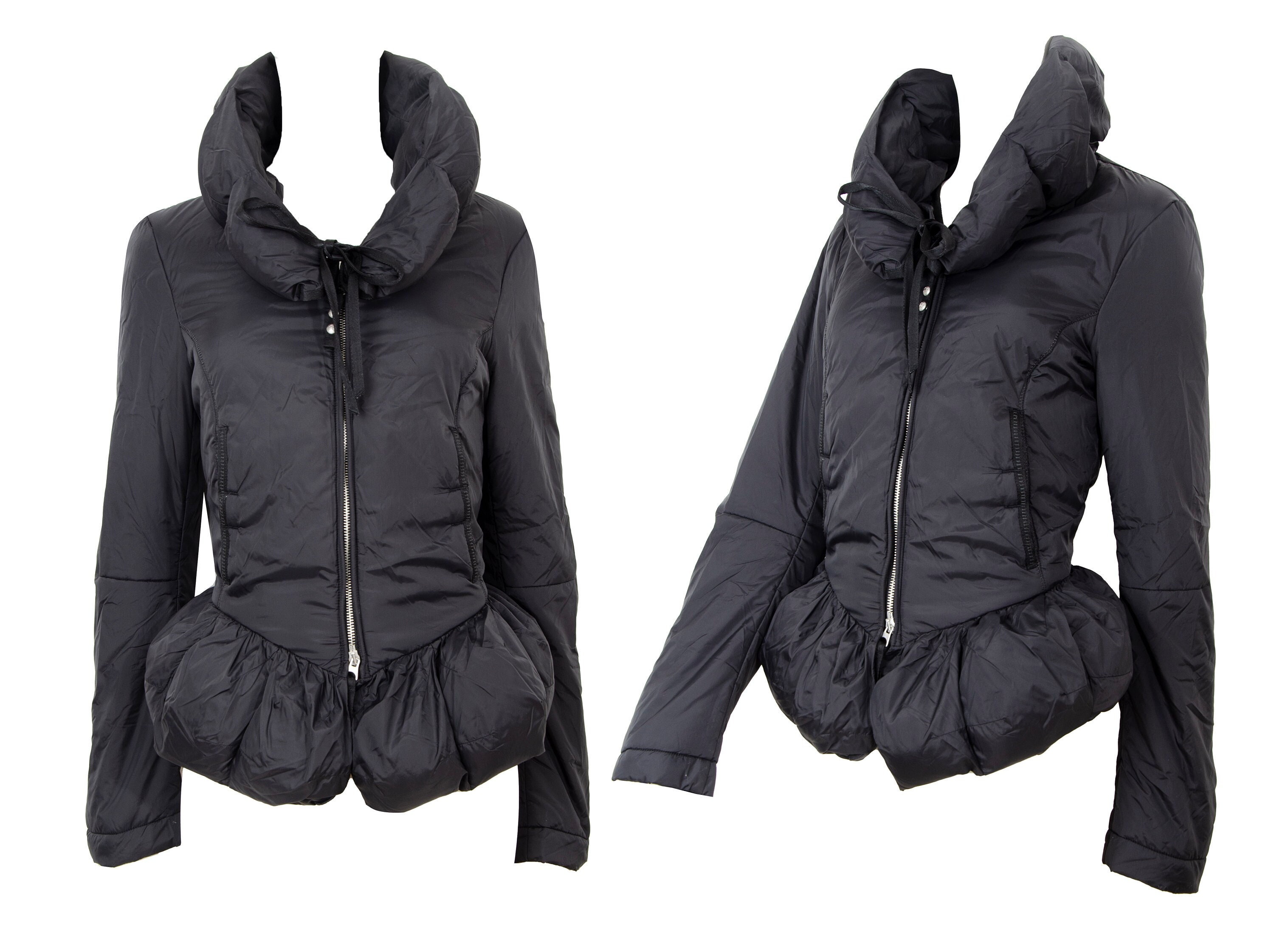 Marithe Francois Girbaud Cropped Bubble Peplum Fitted Waist Puffer Jacket MFG Black Puffer Coat Etsy