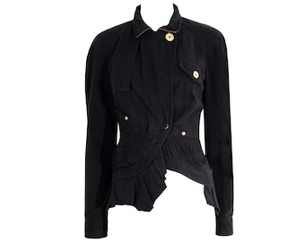 S/S 2004 Gaetano Navarra asymmetrical black cotton jacket / Made in Italy