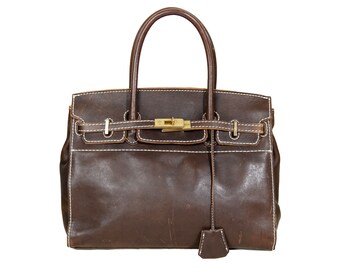 Vintage "Birkin" style Japanese brand faded brown leather bag