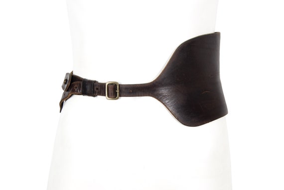Vintage 90s Dries Van Noten brown leather corset … - image 3