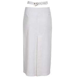 S/S 2003 Simultaneous white midi skirt with cutout integrated belt / Made in Italy