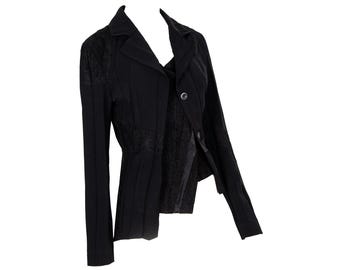 Vintage French brand deconstructed pleats avant garde black asymmetrical jacket / Made in France
