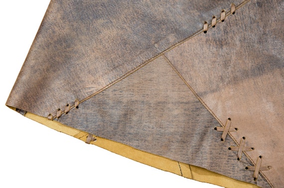 90s Ventcouvert raw hide leather mini skirt / Dec… - image 7