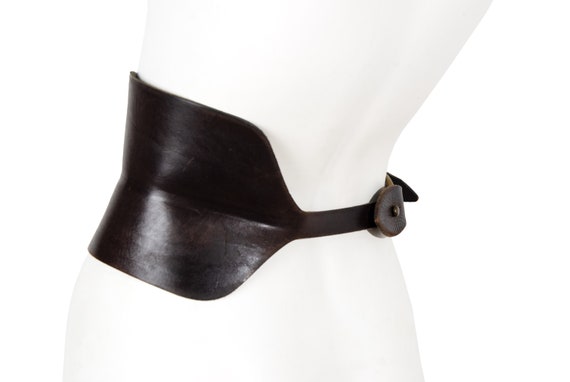 Vintage 90s Dries Van Noten brown leather corset … - image 4