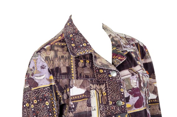 Vintage patchwork print two piece set / Printed j… - image 7