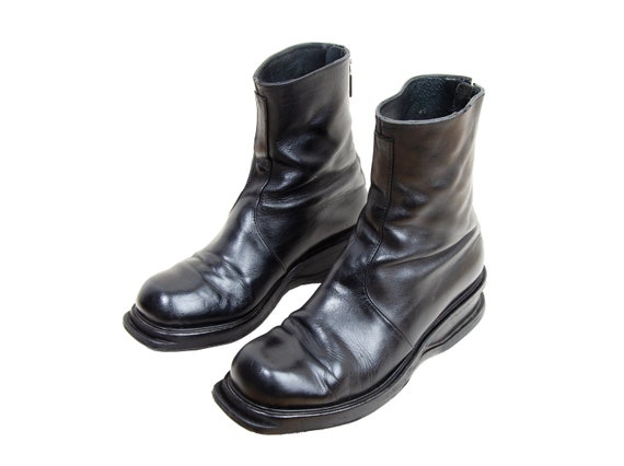 1990s Archive Dirk Bikkembergs Black Leather Back Zip Ankle - Etsy