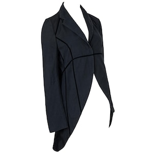 Vintage Atsuro Tayama tailcoat / Atsuro Tayama dark grey 100% cotton asymmetrical avant garde coat / Made in Japan