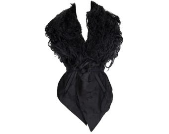 vintage Sharon Wauchob gilet sans manches en soie mélangée noire / Fabriqué en France