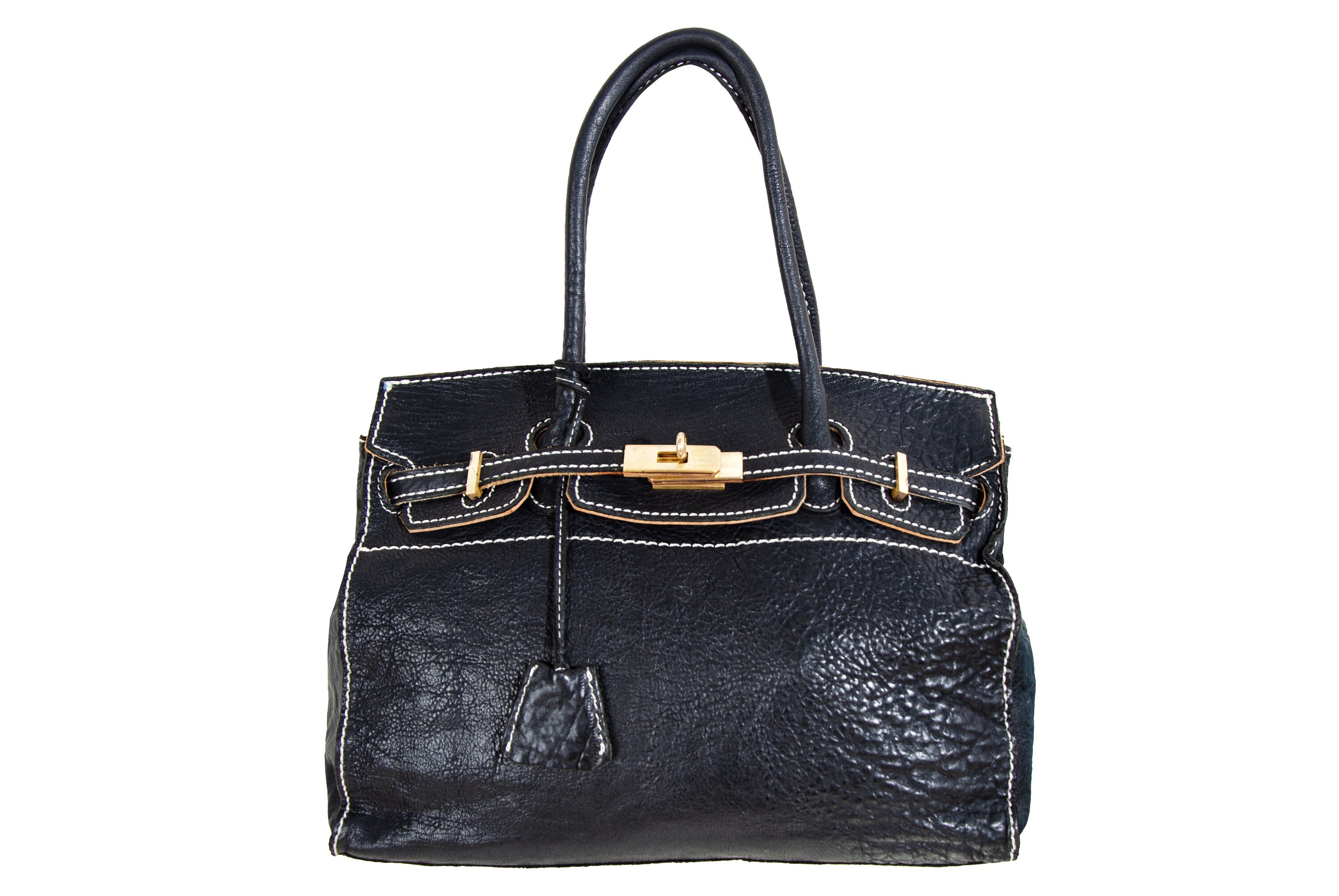 Vintage Early 2000s Japanese Brand Black Leather Oversized Bag 
