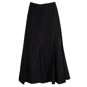 Vintage Atsuro Tayama black wool asymmetrical pleated skirt / Made in Japan