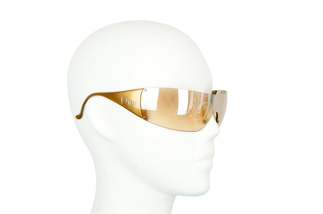 Dior SKI 5 Sunglasses / 2000s Dior Mask Gold Sunglasses / Y2K Etsy