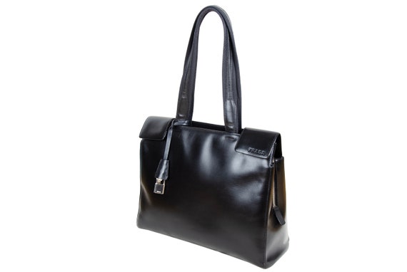 1990s Prada black box leather square tote bag / M… - image 3