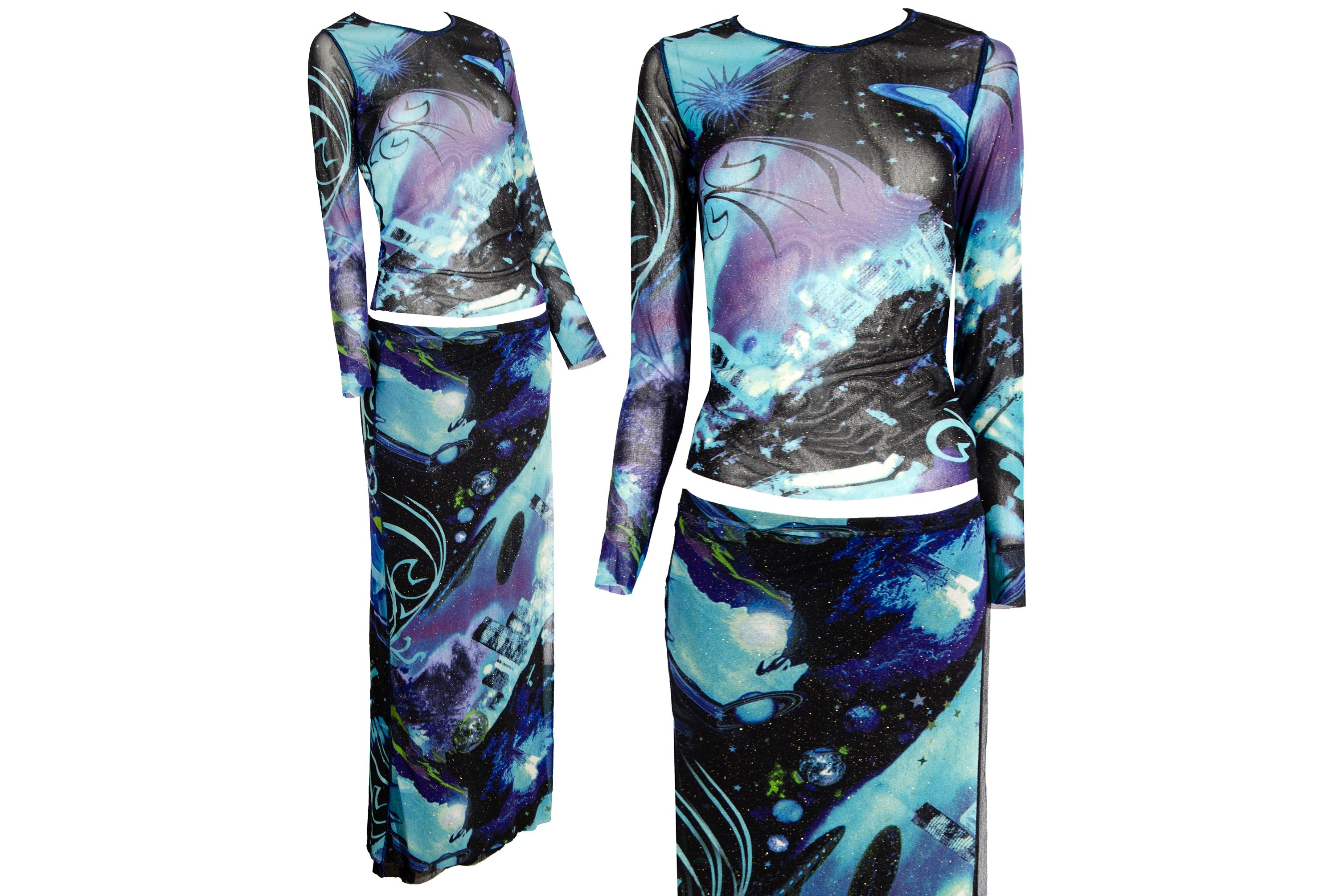 90s Kenzo two piece mesh set / RARE collector UFO stars