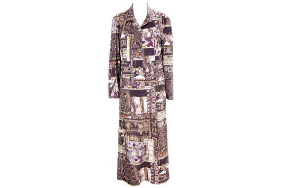 Vintage patchwork print two piece set / Printed j… - image 1