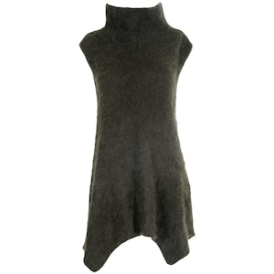 Vintage Sarah Pacini angora knit funnel neck asymmetrical sleeveless tunic / Made in Italy