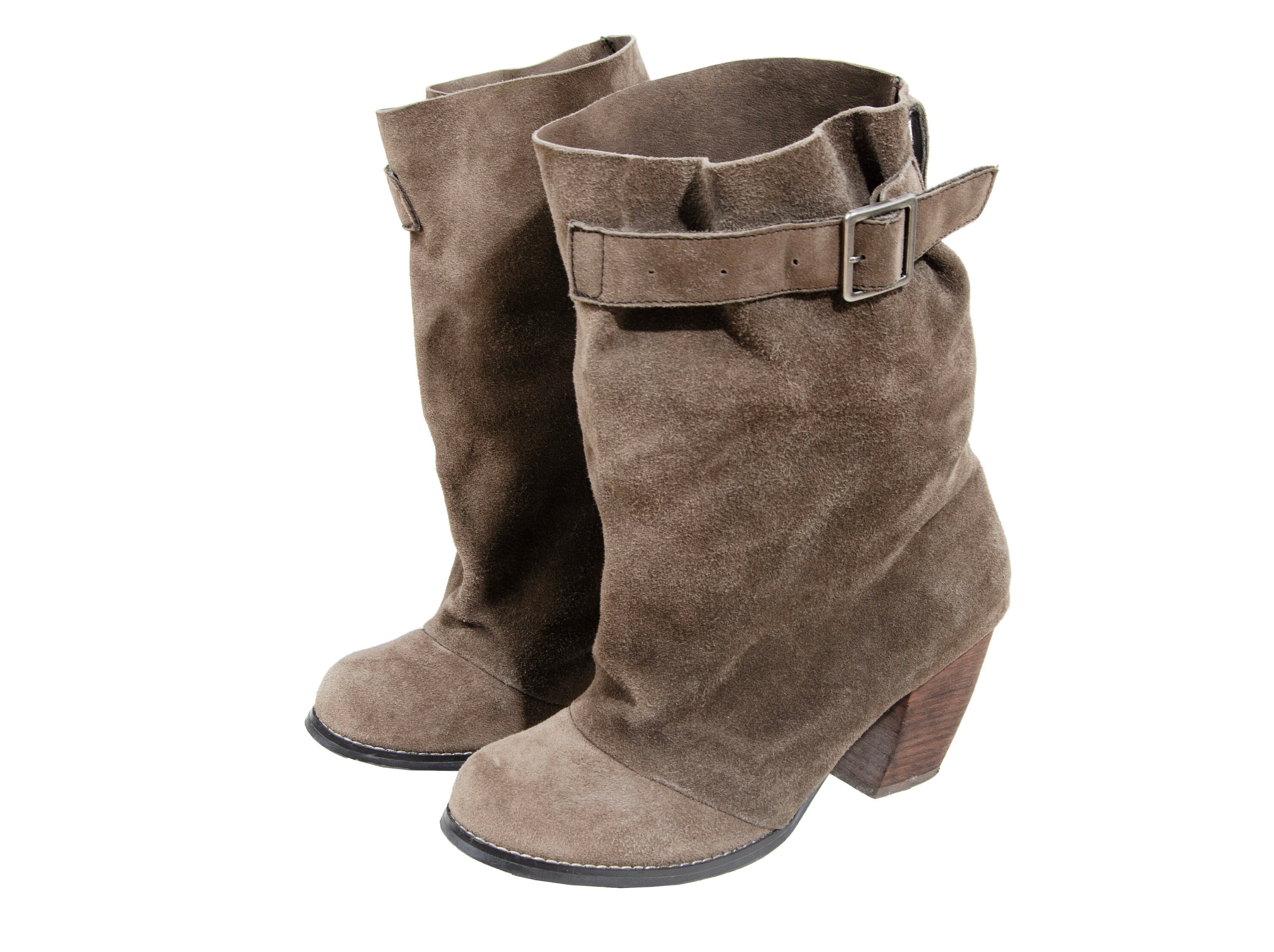 Zucca Suede Slouchy Pant Boots / Zucca Loose Suede Taupe Brown