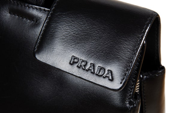 1990s Prada black box leather square tote bag / M… - image 7