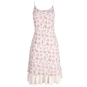 Vintage 100% silk floral print soft pink backless mini dress / Made in Italy