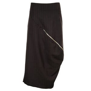 Vintage Collection Privée? asymmetrical zip skirt / 90s Collection Privée? wool blend brown striped avant garde skirt / Made in Italy