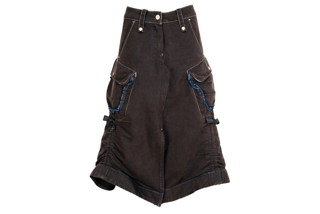 Jupe Vintage Destructurée Marithé Et François Girbaud – Taille S, Marron, Coupe évasée Genou, état Excellent
