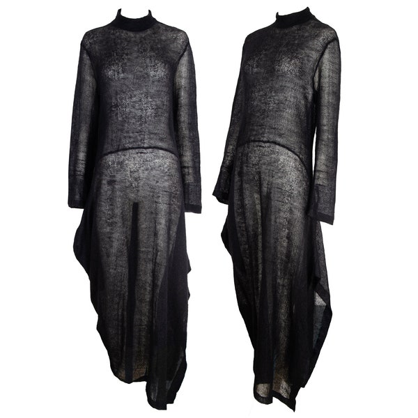2000s Marithé + François Girbaud mohair knit oversized draped loose fit maxi dress / Made in Italy