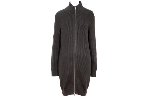 Maison Margiela, Vintage Martin Margiela 100% wool rib knit high collar zip front sweater