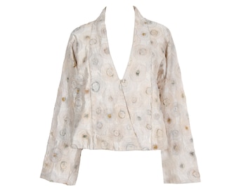 Vintage 100% silk woven cropped kimono inspired jacket