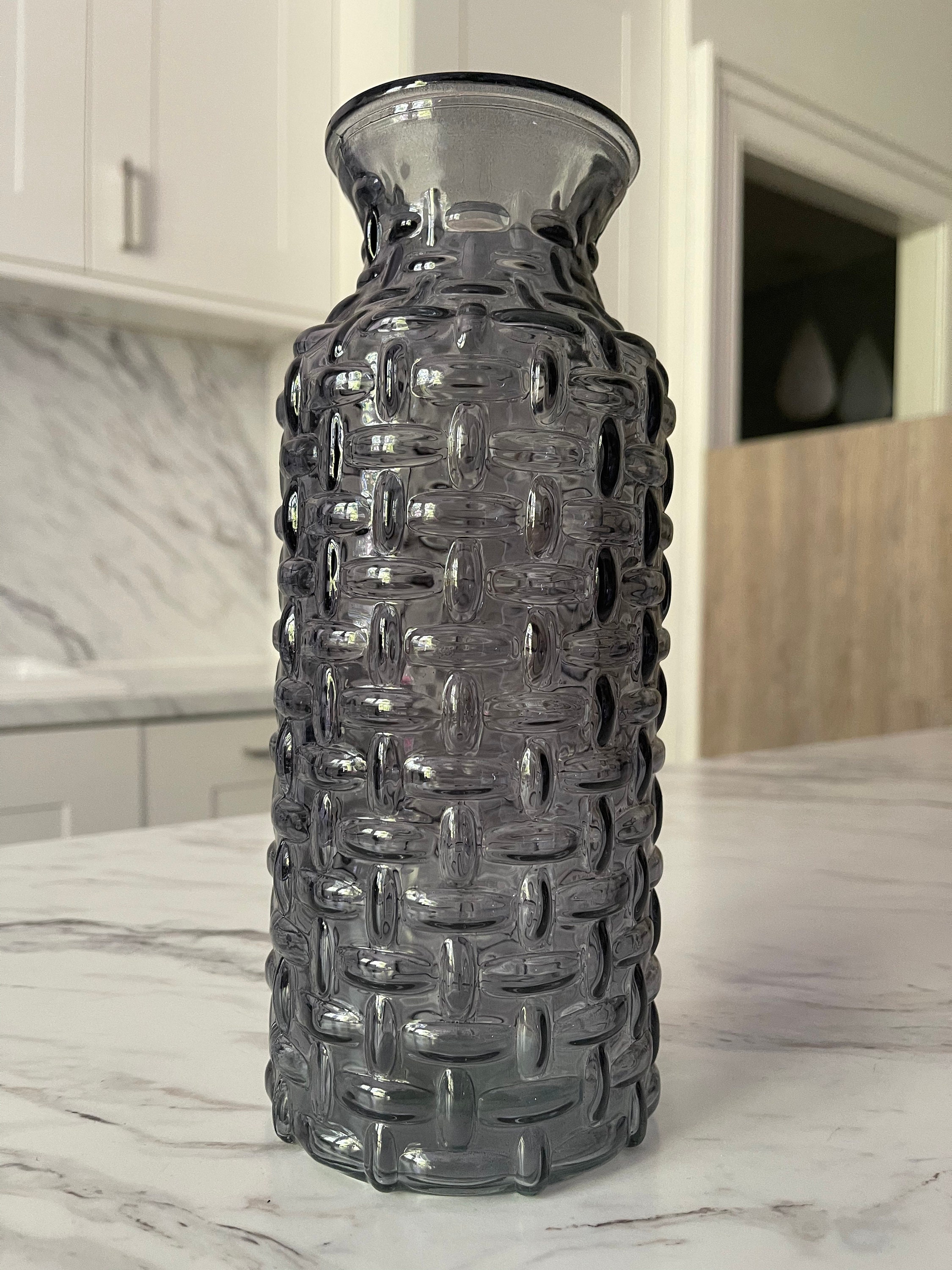 Grey Glass vase 25cm Grey Glass Bottle Vase Grey Glass vase Etsy
