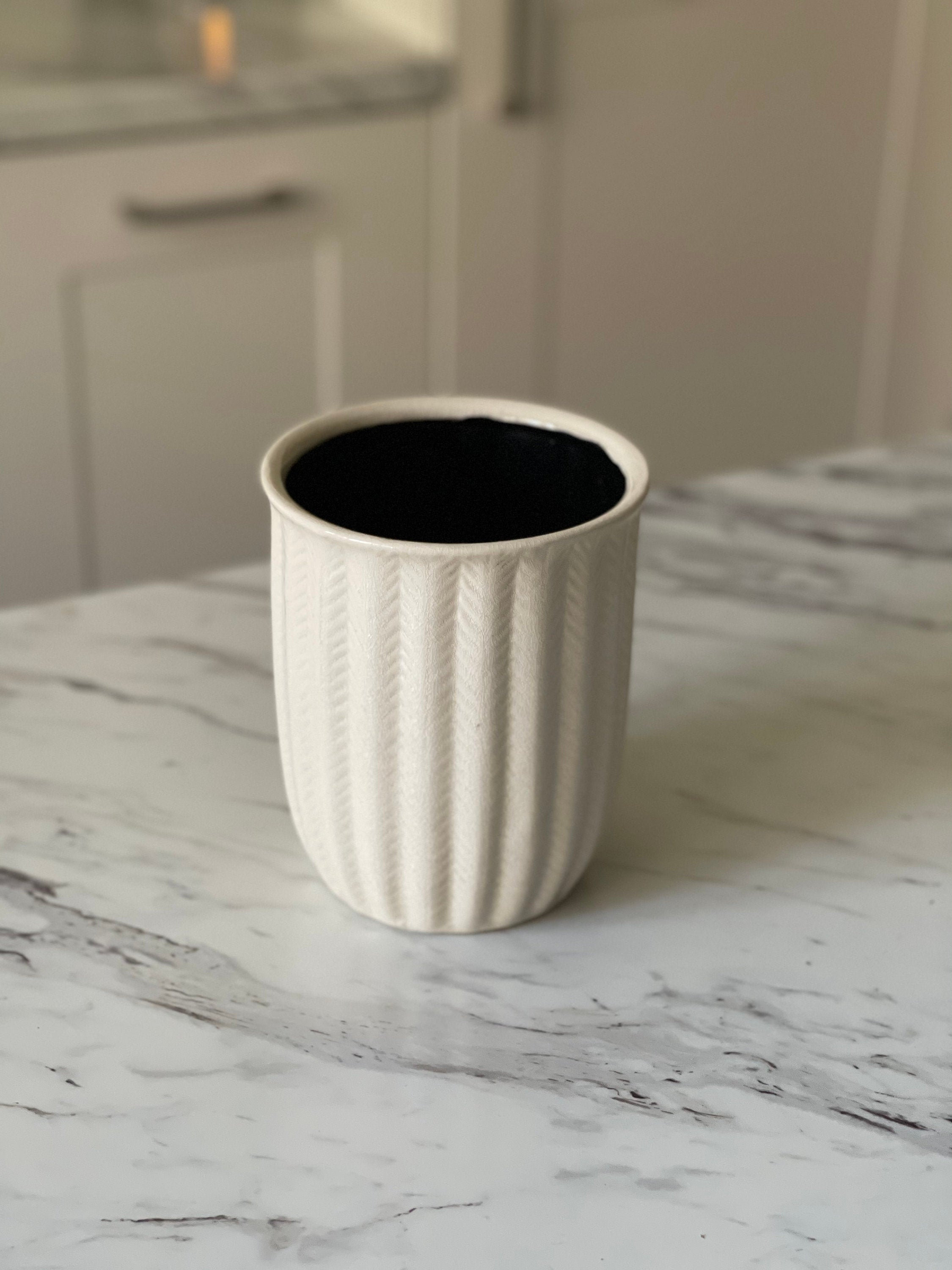 Cream Ceramic Indoor Planter 17cm Textured Ceramic Planter Etsy