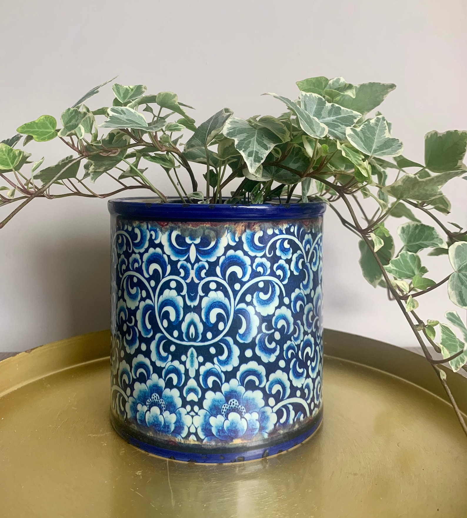 Large Blue Ceramic Planter 13cm Floral Plant Pot Blue & Etsy Large Blue Ceramic Planter 13cm Floral Plant Pot Blue & Etsy