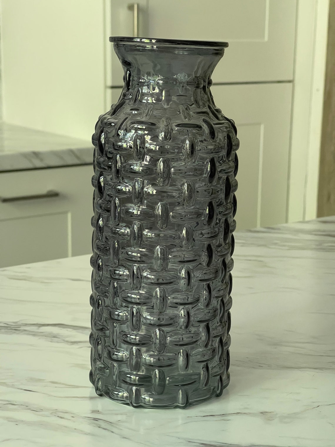 Grey Glass vase 25cm Grey Glass Bottle Vase Grey Glass vase Etsy