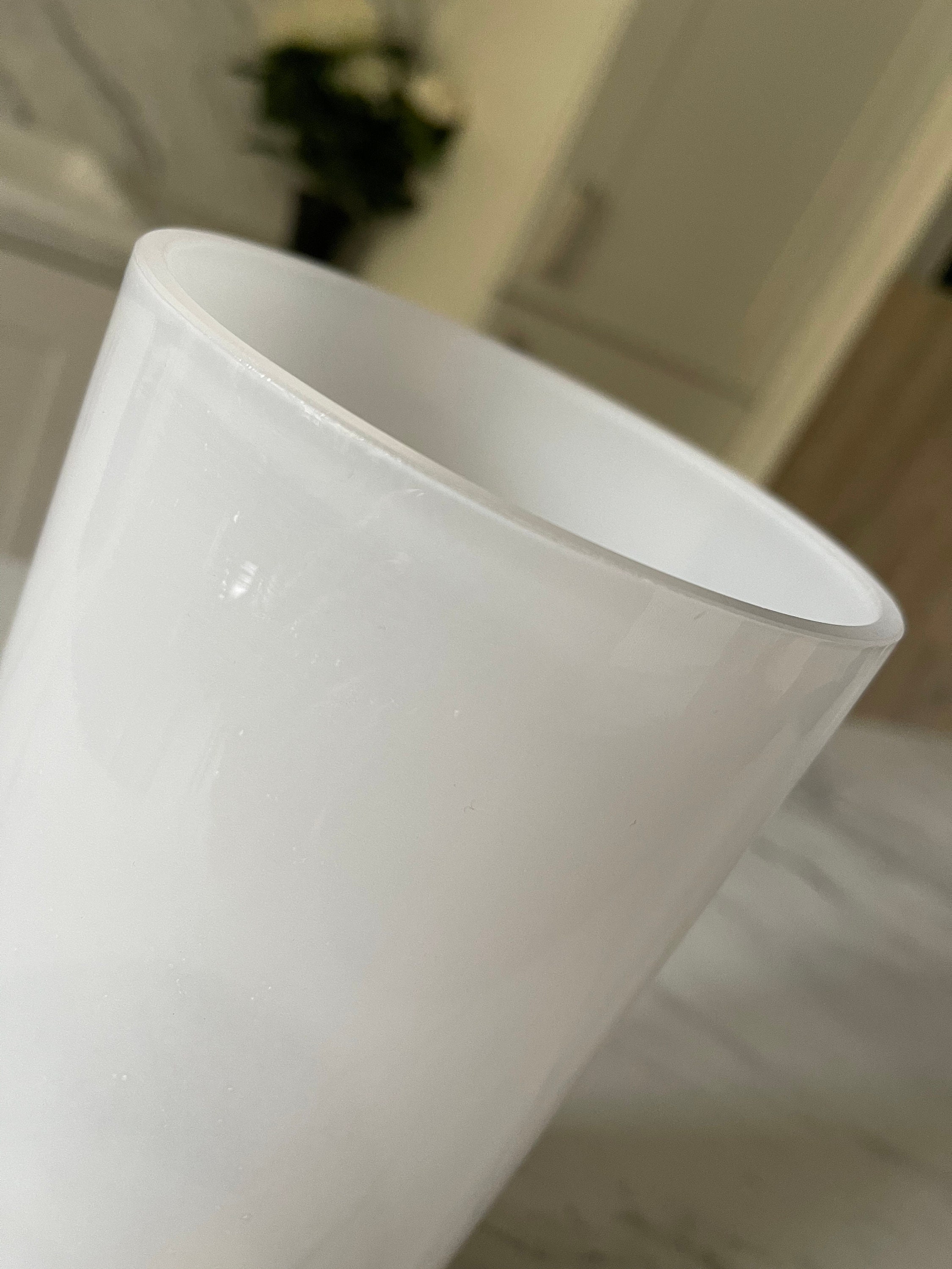 Tall Glass White Vase 25cm with Gold Trim White Glass Vase Etsy