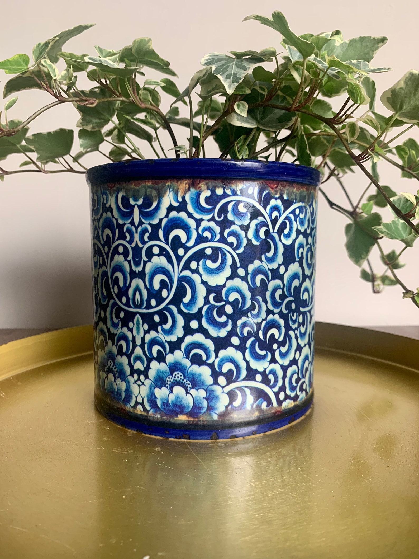Large Blue Ceramic Planter 13cm Floral Plant Pot Blue & Etsy Large Blue Ceramic Planter 13cm Floral Plant Pot Blue & Etsy