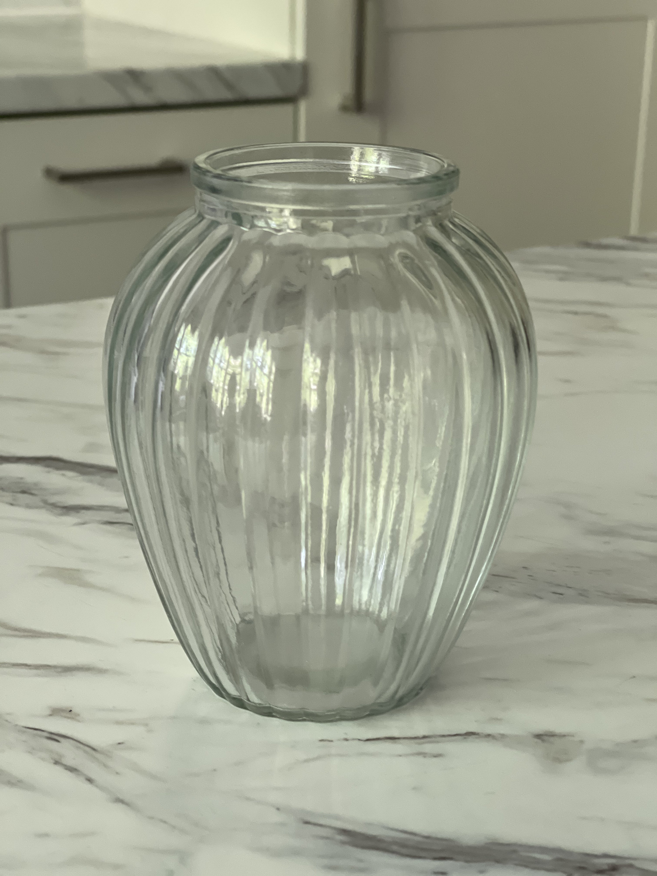 Clear glass vase 13cm Glass Round Ribbed Vase Small Glass Etsy