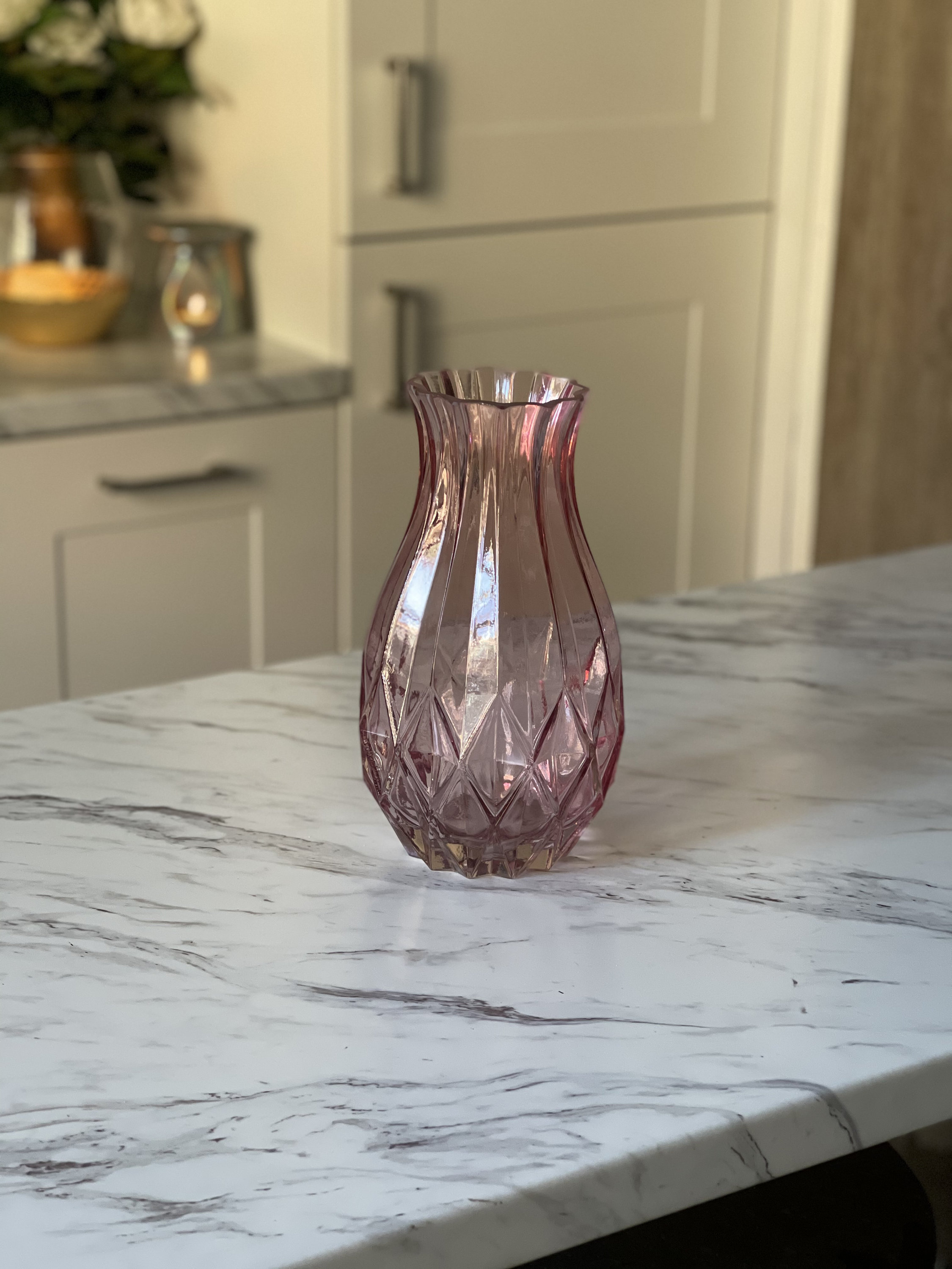 Large Pink glass vase 27cm Vintage style vase Bulb shape Etsy