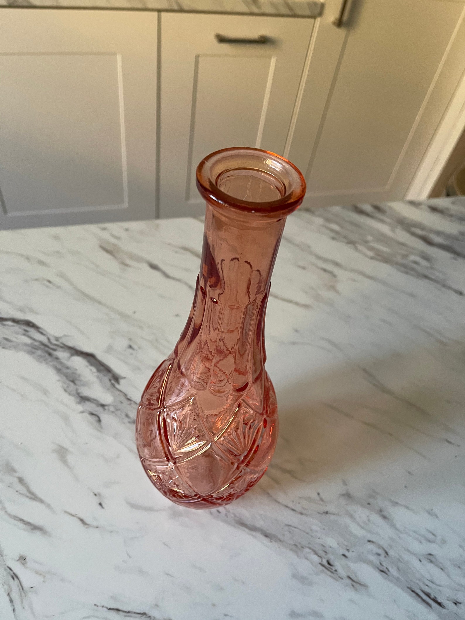 Tall Pink glass vase 30cm Vintage style vase Bulb shape Etsy