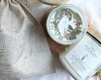 Lily of the Valley | May Birth Month Candle Hand Poured All Natural Soy Wax | Gift for her | Birthday Bridesmaid Wedding Anniversary Home
