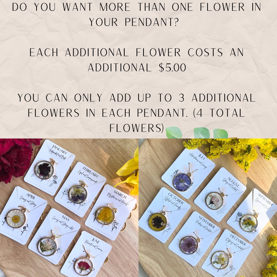 Custom Additional Flower for Pendants, Birth Month Flower - Etsy