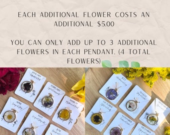 Custom Additional Flower for Pendants, Birth Month Flower