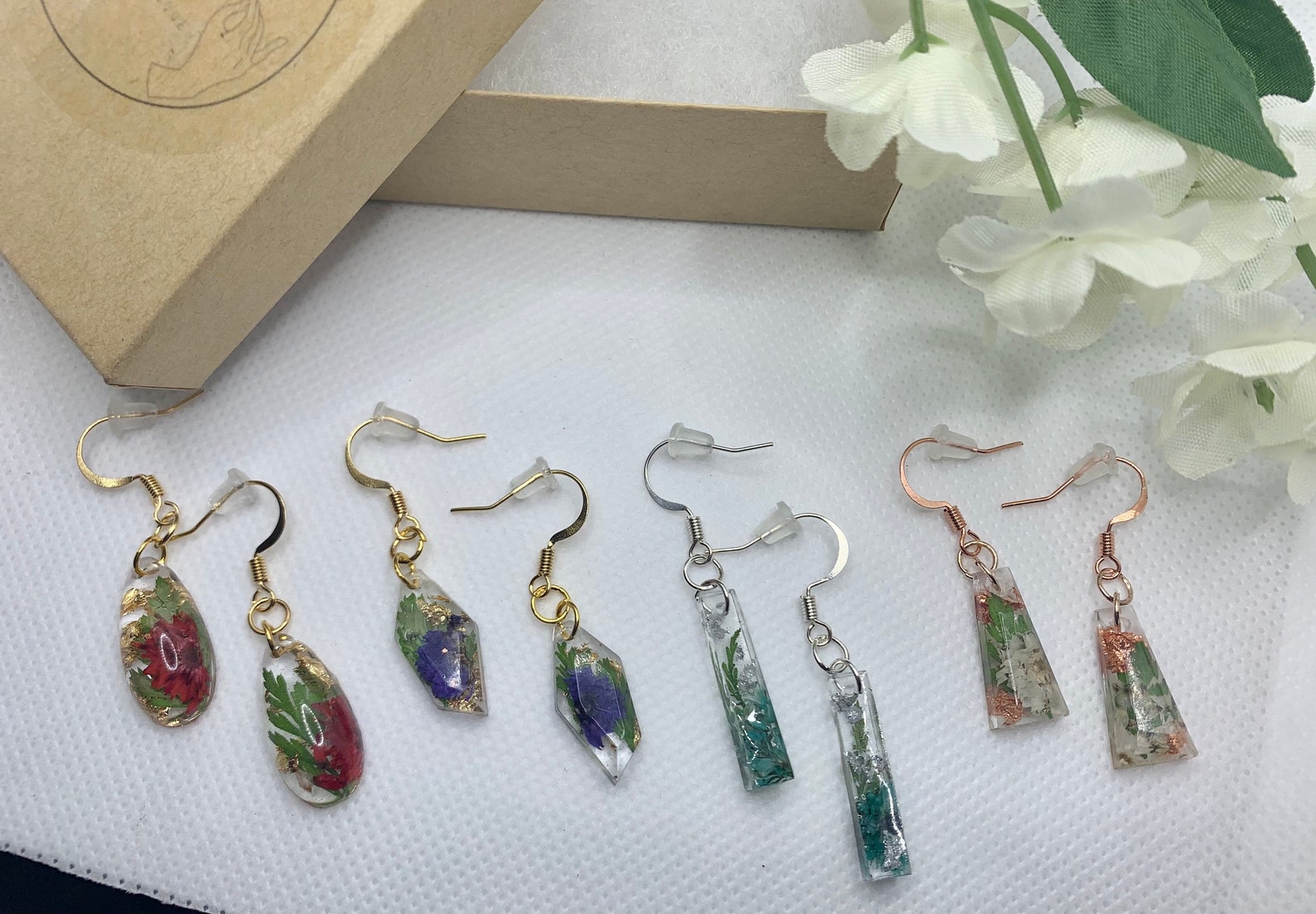 Earrings Birth Month Birthstone Real Flower Color Gift for | Etsy