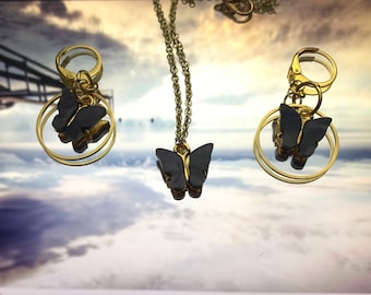 Butterfly set, Gift for her, Jewelry, Birthday, Anniversary, Favorite color meaning gifts for her, Earrings Necklace Jewelry Personal Day