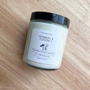 Bamboo and Coconut | Handmade | Soy Candle | Organic | Gift for Her | Mom | Wife | Birthday | Anniversary | Graduation Gift | Wedding