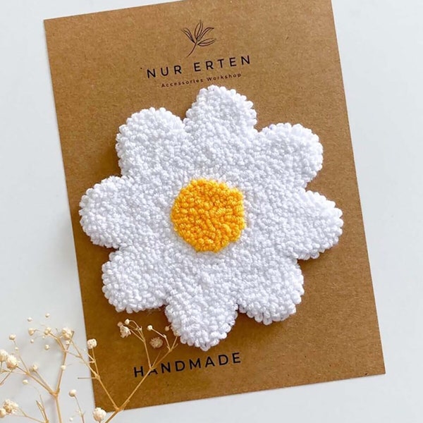 Punch Buckle, Daisy Punch Hairpin, Daisy Buckle, Punch Embroidery Daisy Hair Clips, Punch Barrettes, Punch Hand Hairgrip