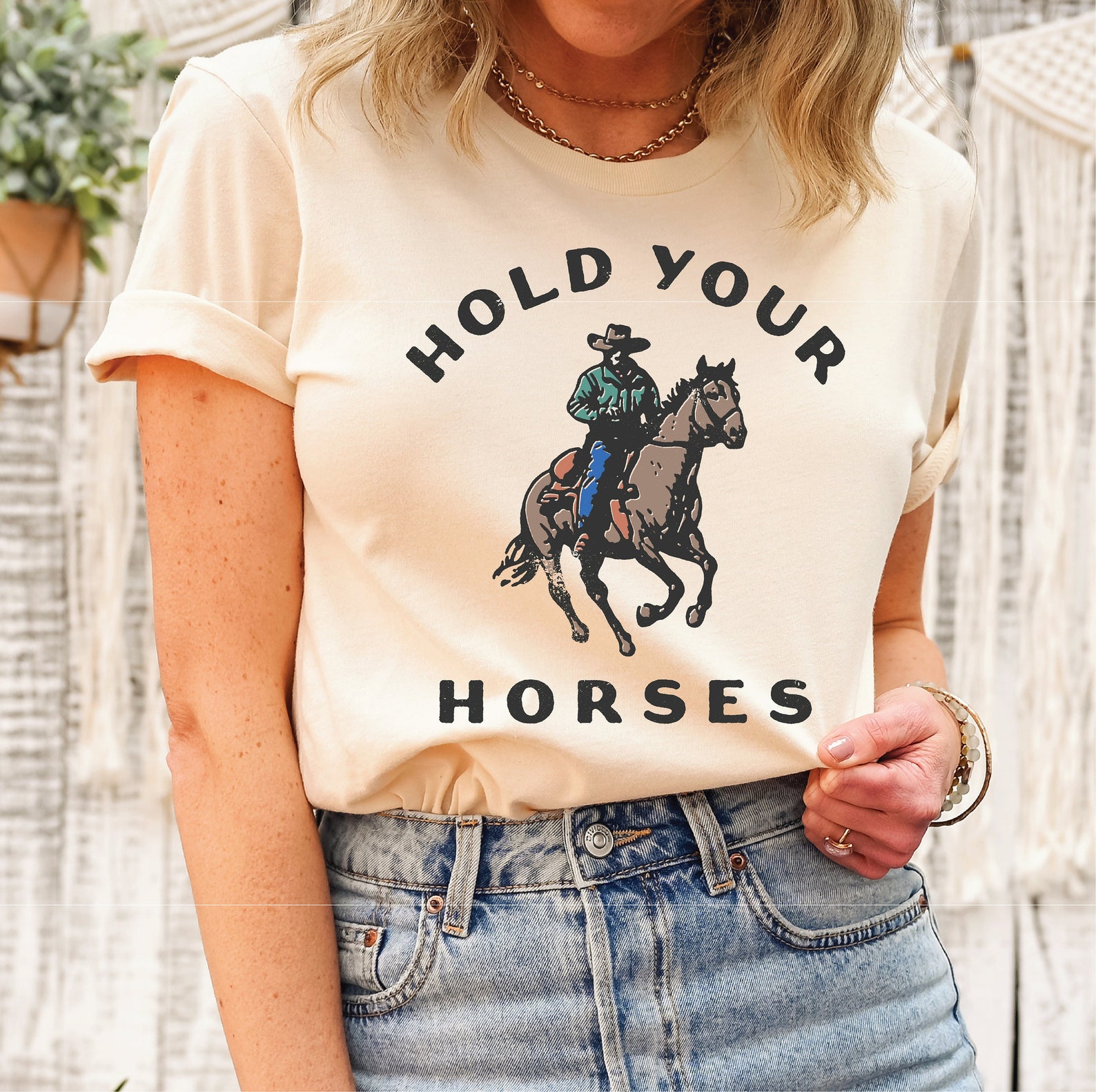 Hold Your Horses Tee - Parchment main image 1