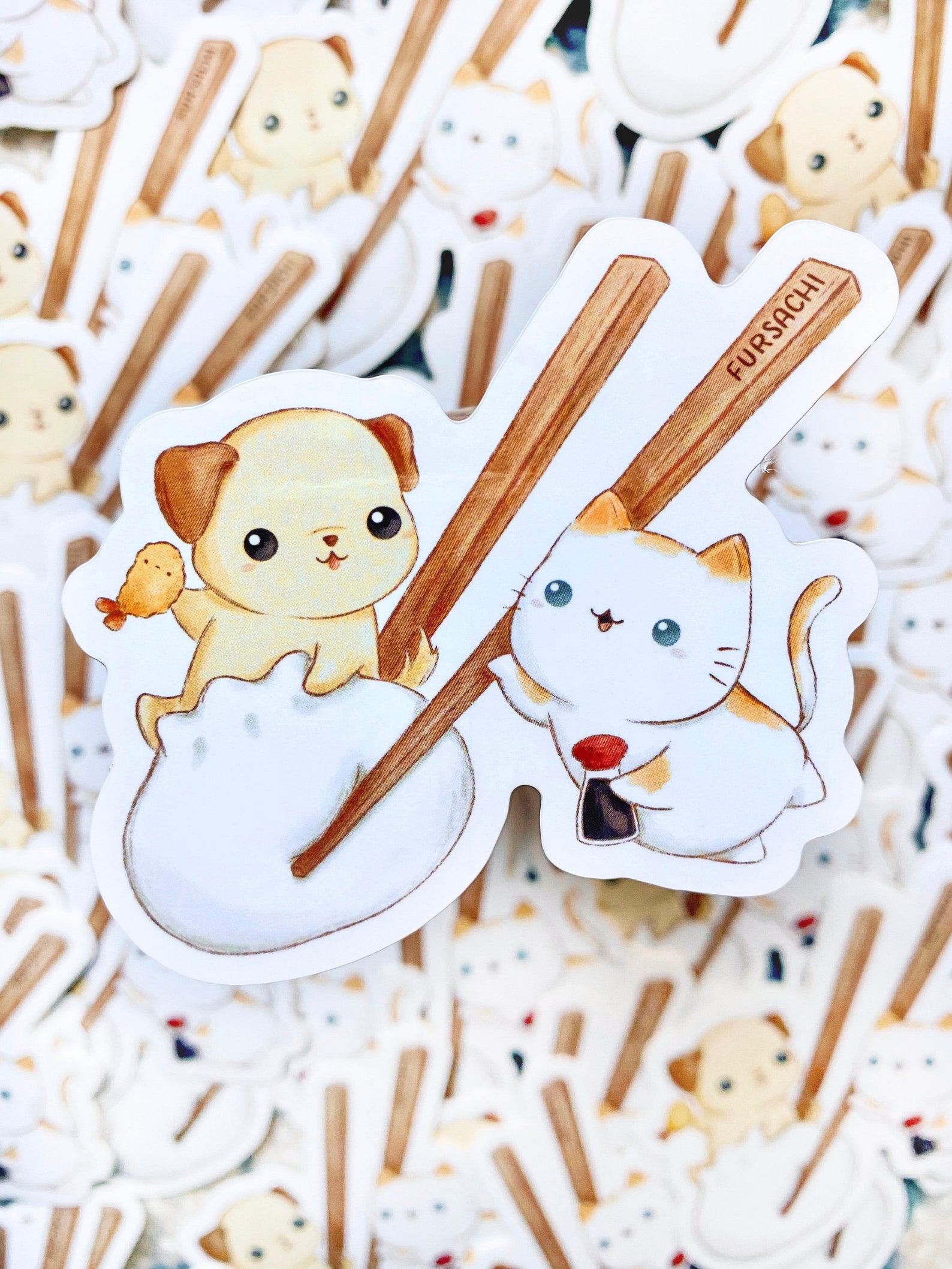 Cute Dog and Cat Dumpling Sticker Etsy
