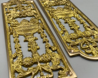 1x Antique Brass Door Push - Door Finger Plate Louis XVI Style - 225mm - Gold Colour - Pack of 1