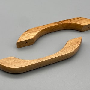 4x Natural Wood D-Shaped Handles Pine And Oak Wood Lacquered and Unlacquered Finish 100mm 4'' inch Pre Drilled image 2