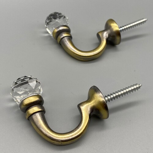 2x Classic CURTAIN Tie Back Hooks With Ball End Gold Etsy